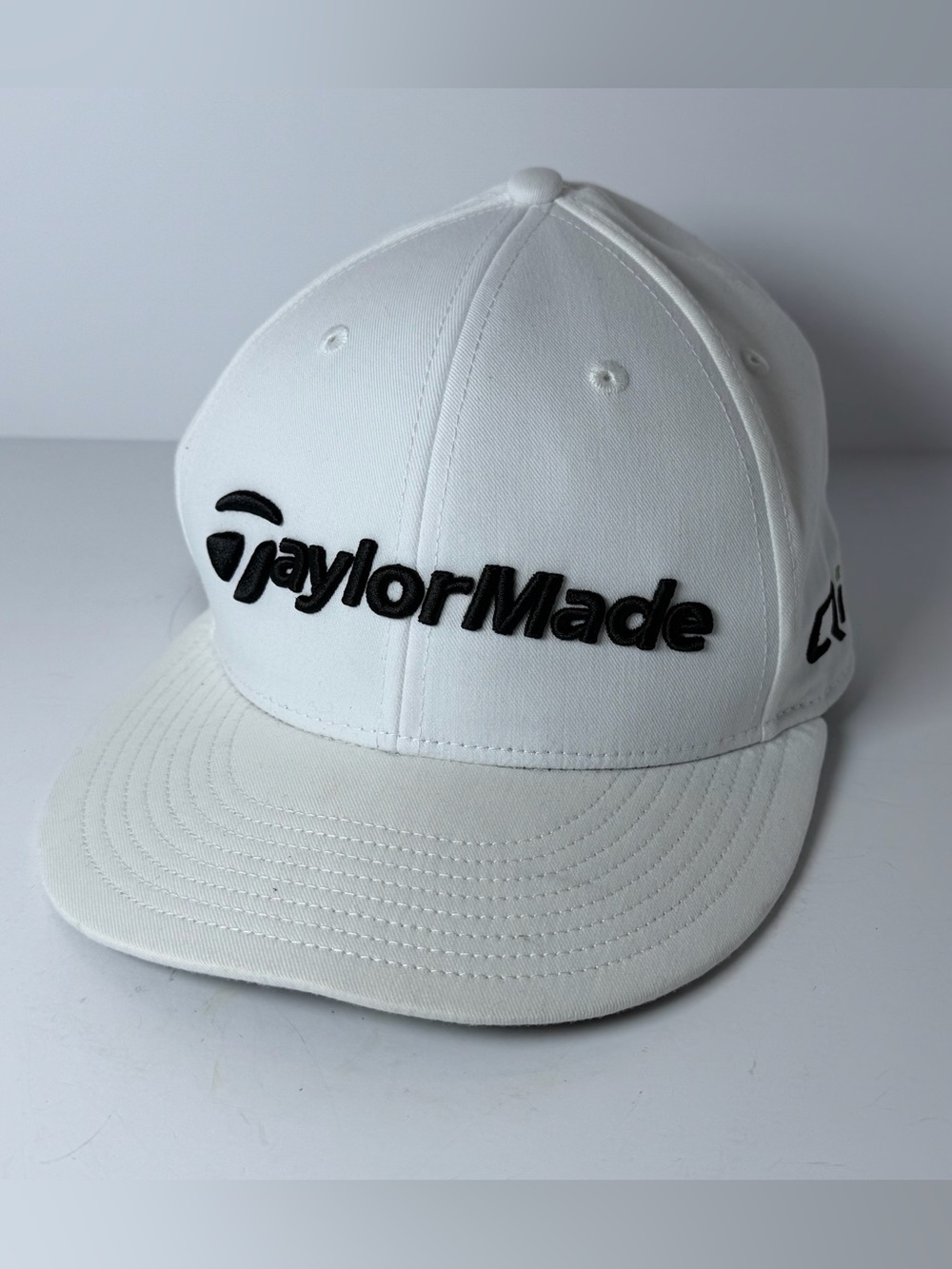 TaylorMade Tour Flatbill Snapback Golf Hat – White/Black – One Size